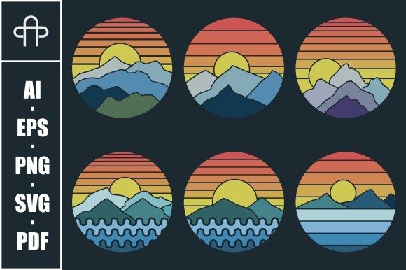 Mountain Sunset Retro Vector Review