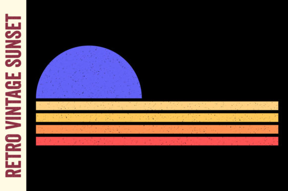 Retro Sunset Vintage Beach Ocean