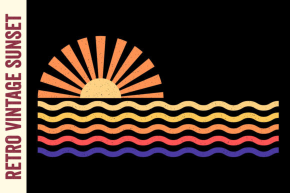 Retro Sunset Vintage Sun Rays Beach