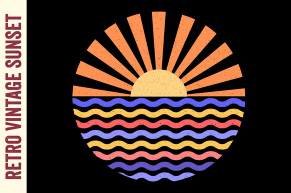 Retro Sunset Vintage Sunrise Ocean Beach