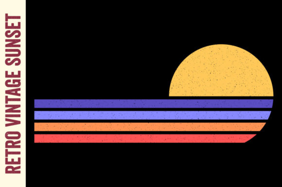 Retro Vintage Sunset Half Circle Ocean Review