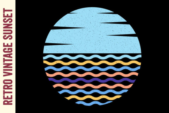 Retro Vintage Sunset Striped Wave